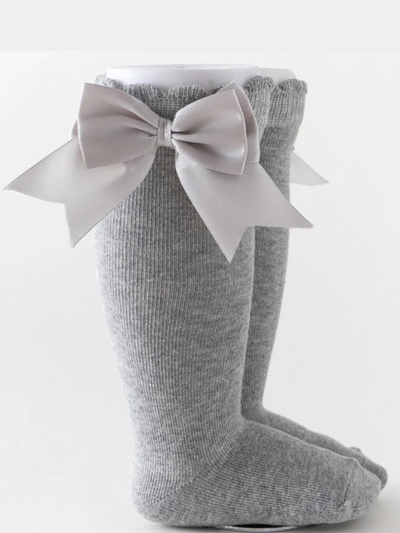 Mia Belle Girls Silky Bow Knee-High Socks | Girls Accessories