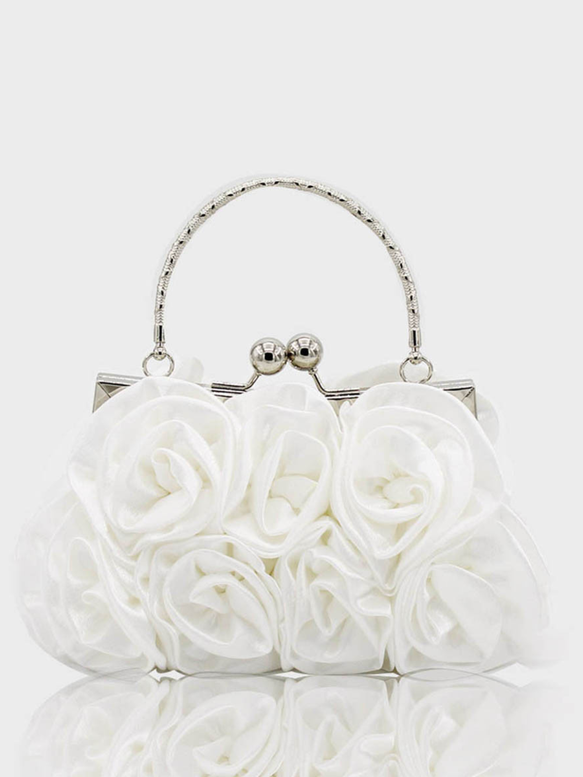 Girls Formal Accessories | Elegant White Rosette Clutch Purse Handbag