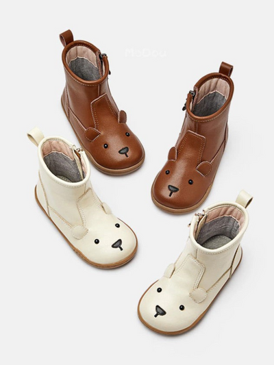 Mia Belle Girls Teddy Bear Leather Boots | Shoes By Liv & Mia