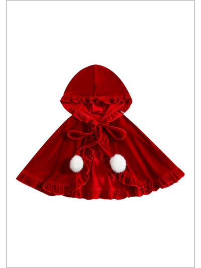 Mia Belle Girls Red Velvet Cloak | Girls Winter Outfits