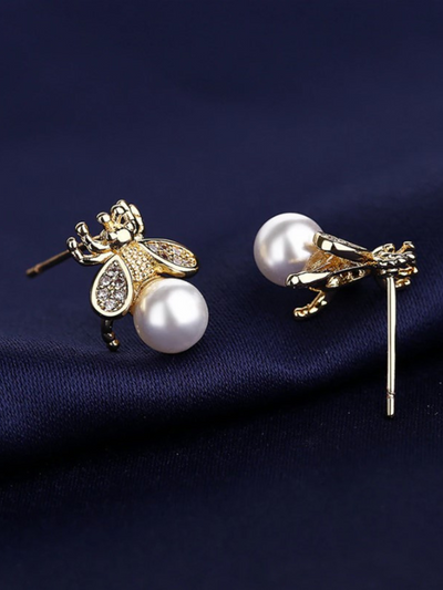 Mia Belle Girls Honey Bee Pearl Stud Earrings | Girls Accessories