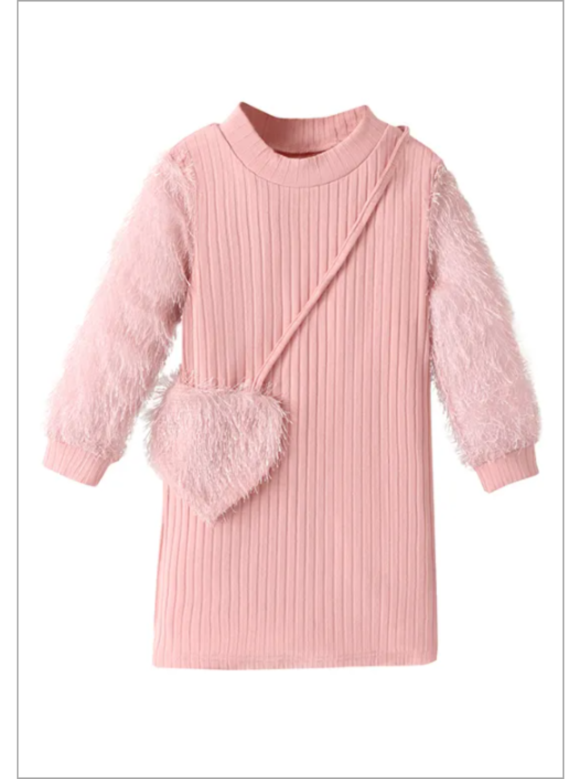Mia Belle Girls Fur Sleeve Sweater Dress | Girls Winter Dresses