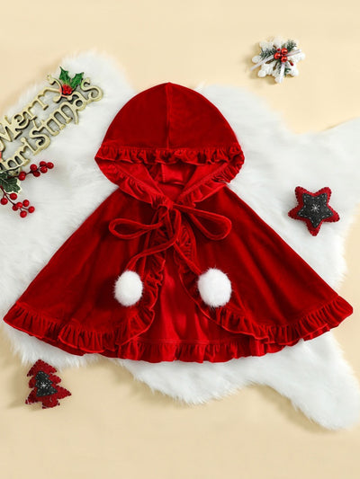 Mia Belle Girls Red Velvet Cloak | Girls Winter Outfits