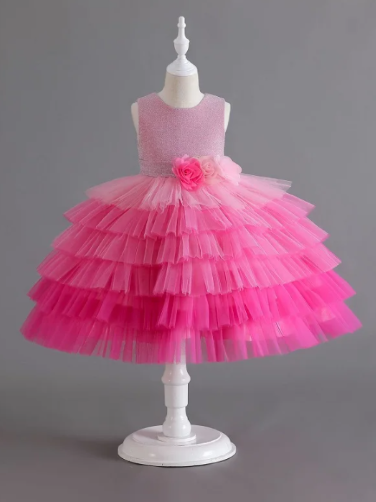 Mia Belle Girls Tiered Pink Tutu Dress | Girls Spring Formal Dresses