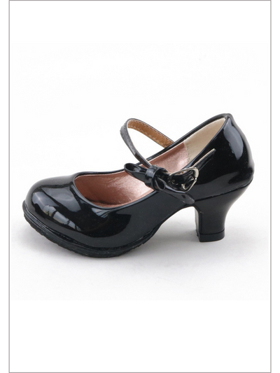 Girls Shoes By Liv and Mia | Black Bow-Embellished Mary Jane Heels