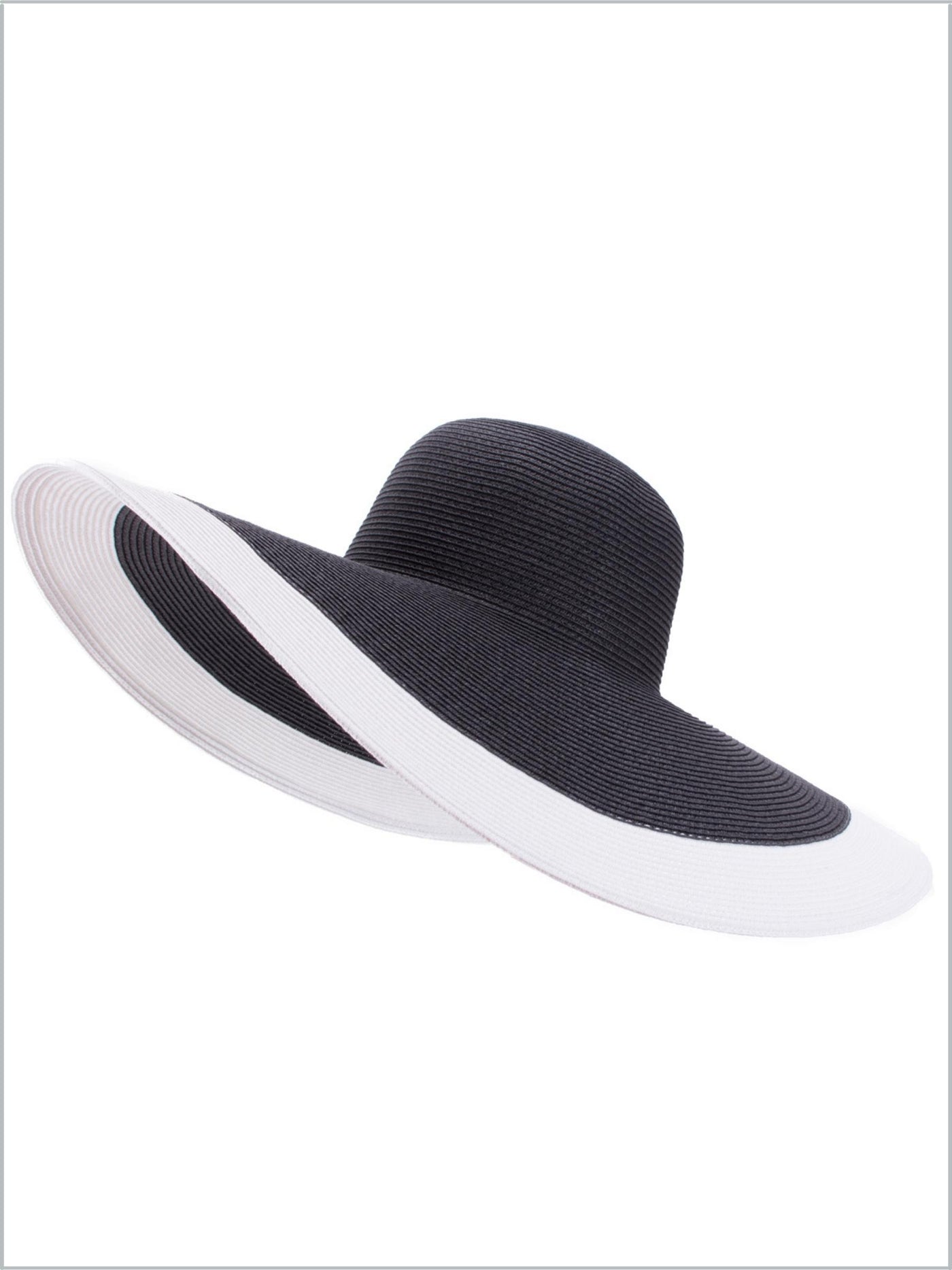 Women's Large Striped Brim Floppy Straw Hat