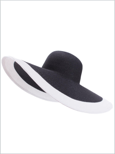 Women's Large Striped Brim Floppy Straw Hat