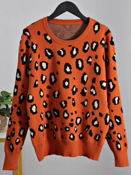 Women's Wilde Cheetah Print Pullover Sweater OrangeWomen's Wilde Leopard Print Pullover Sweater Blue