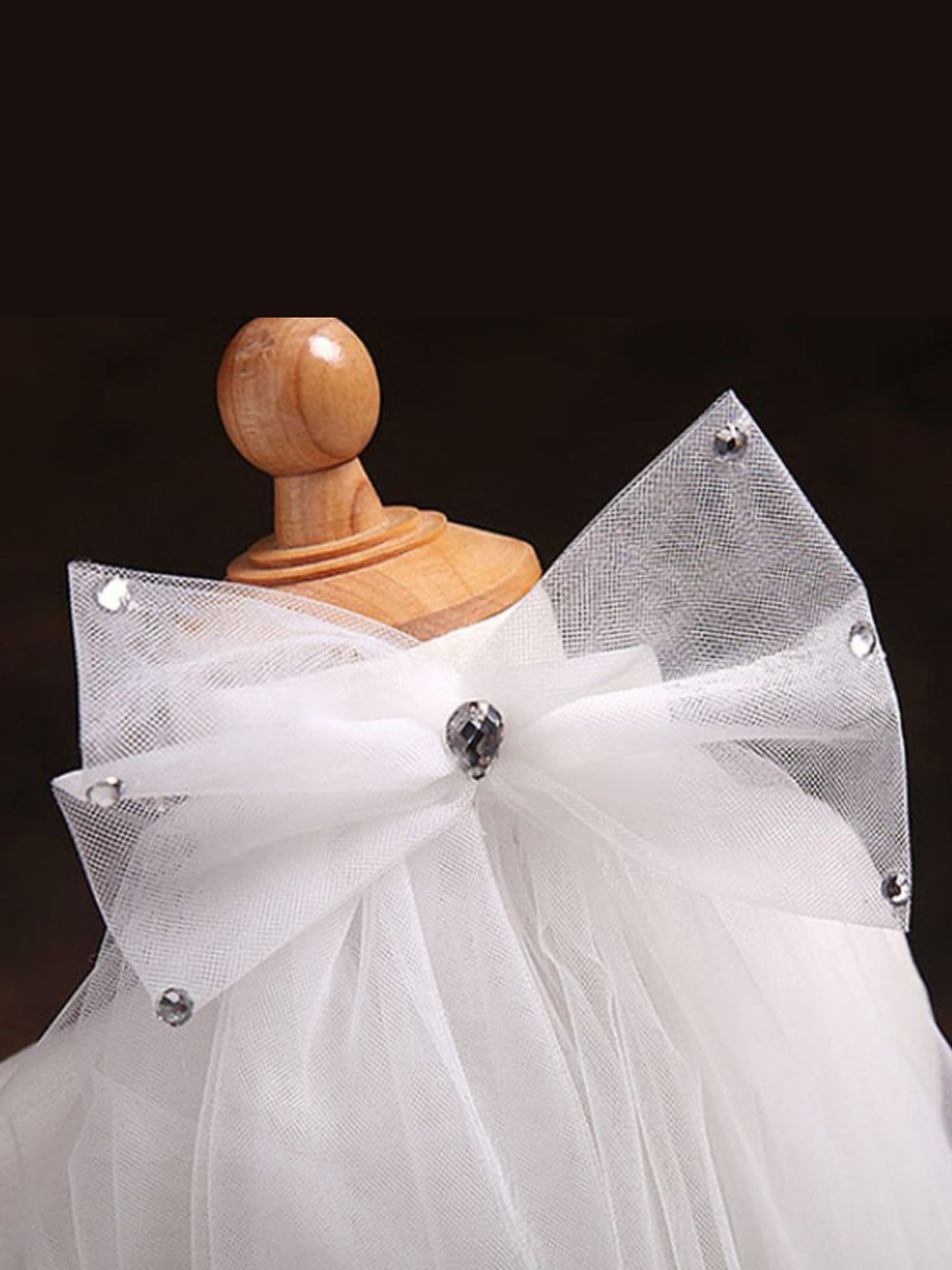 Girls Formal Accessories | Flower Girl Bejeweled Bow White Veil Clip