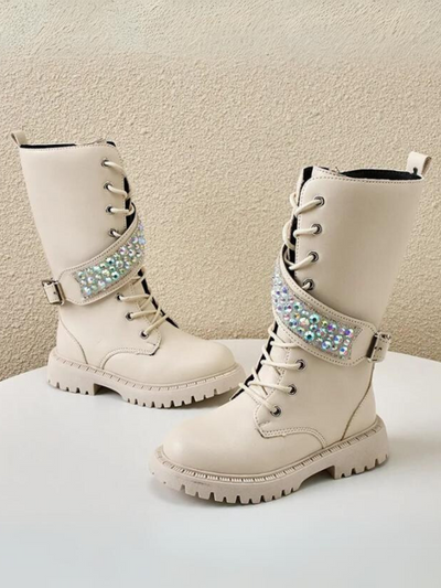 Mia Belle Girls Crystal Strap Boots | Shoes By Liv & Mia 