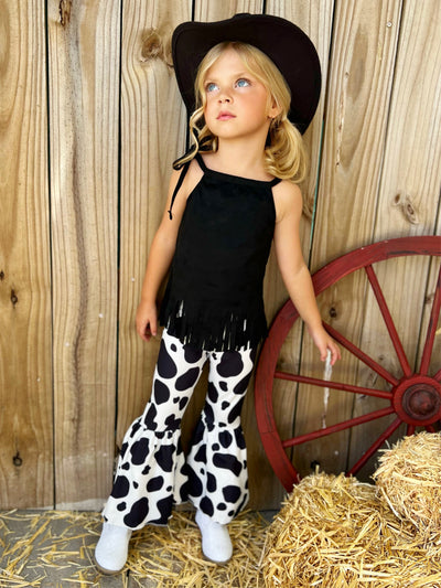 Cow Print Flare Pants Set | Cowgirl Fashion | Mia Belle Girls