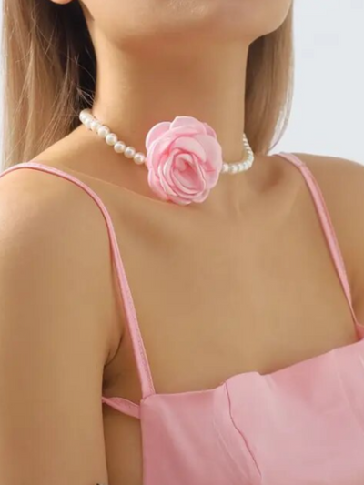 Mia Belle Girls Rose Pearl Choker Necklace | Girls Accessories