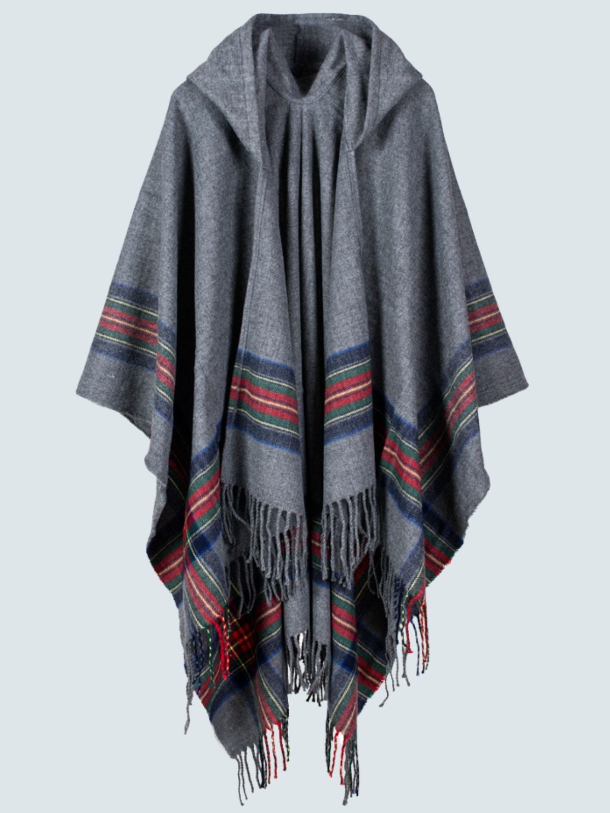 Women's Picturesque Hooded Poncho Cardigan Grey