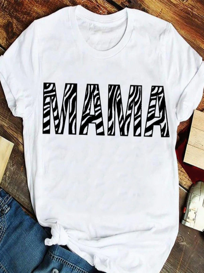 Women's "Mama" Zebra Print Top