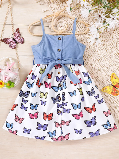 Mia Belle Girls Butterfly Print Dress | Girls Summer Dresses