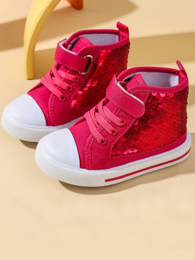 Mia Belle Girls High-Top Sequin Sneakers | Shoes By Liv & Mia