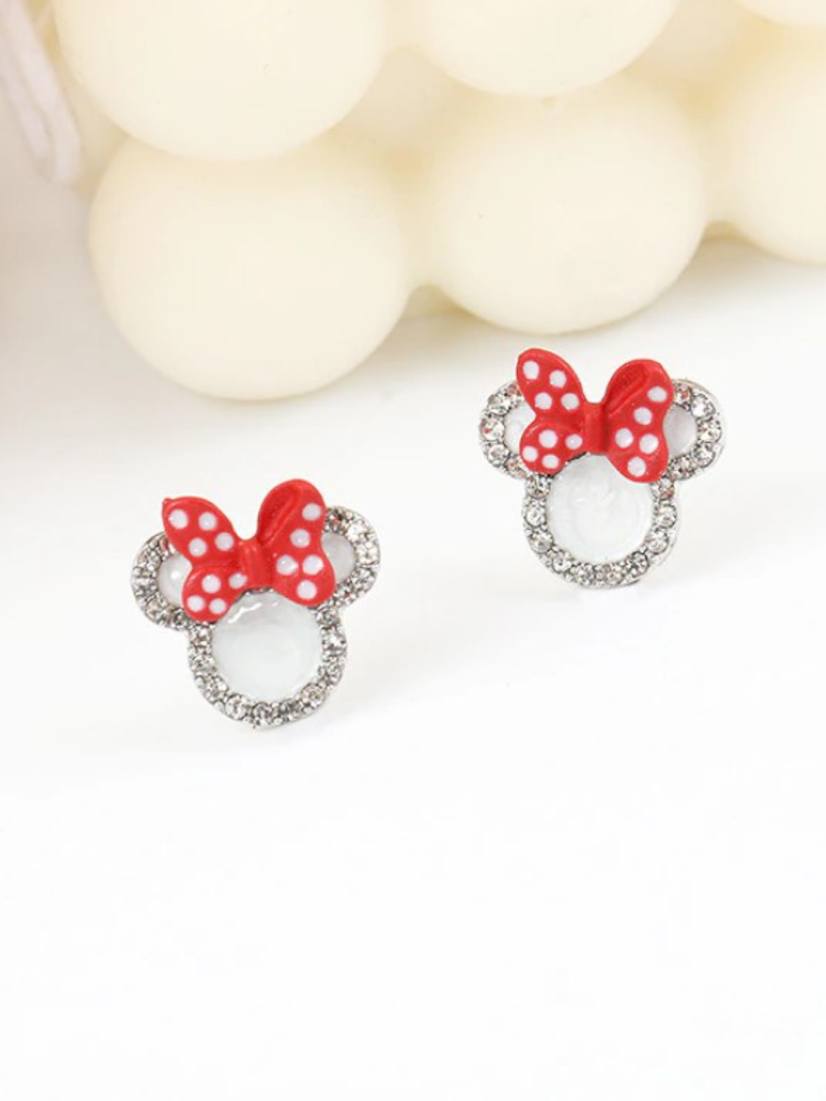 Mia Belle Girls Red Bowknot Mouse Earrings | Girls Accessories
