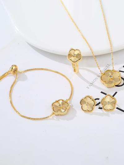 Mia Belle Girls Gold Flower Charm Jewelry Set | Girls Accessories