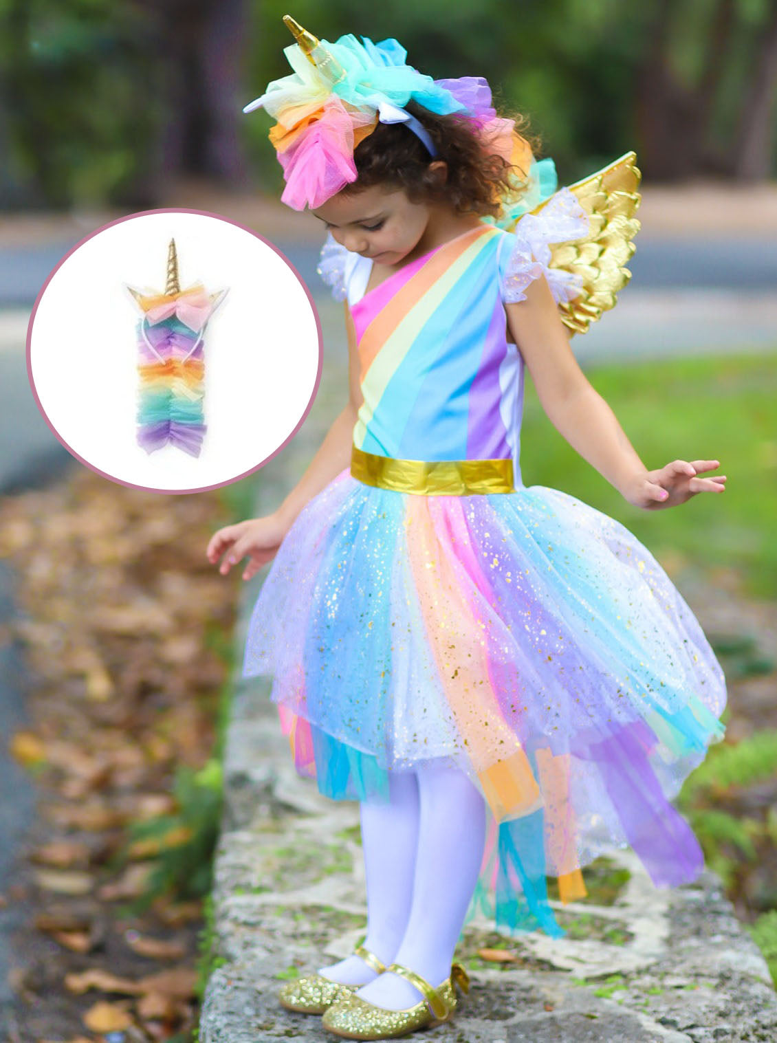 Kids Halloween Costumes  Girls Rainbow Unicorn Hi Lo Tutu Costume – Mia  Belle Girls