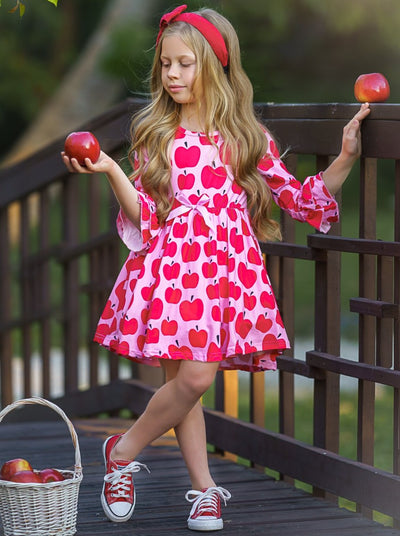 Back To School Dress | Apple Print Hi-Lo Dress | Mia Belle Girls