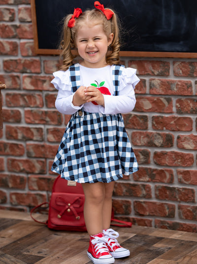 First Day Of School | Top & Plaid Overall Skirt Set | Mia Belle Girls