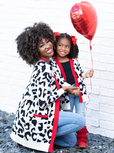 Mommy & Me Cardigans | Matching Snow Leopard Print Oversized Cardigan