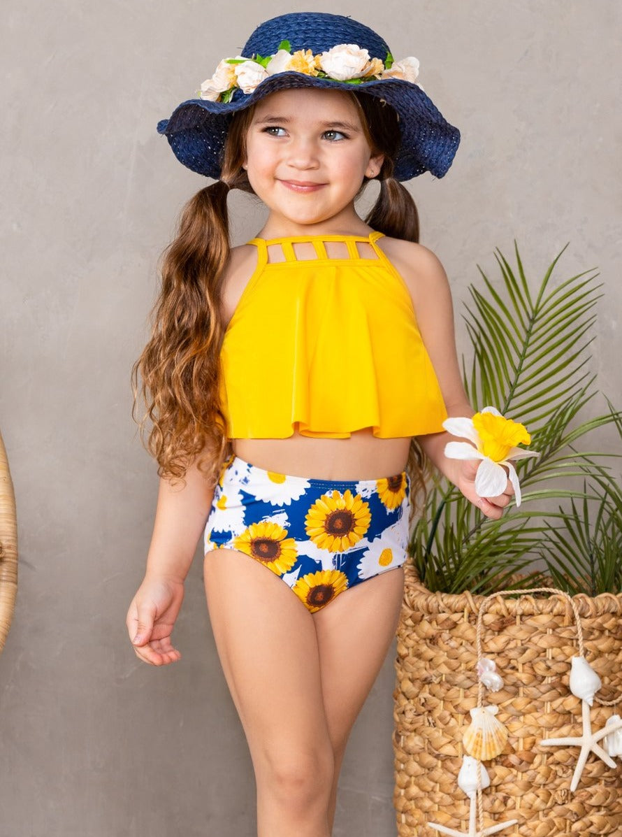 Sunny Sunflower Tankini Two Piece Swimsuits