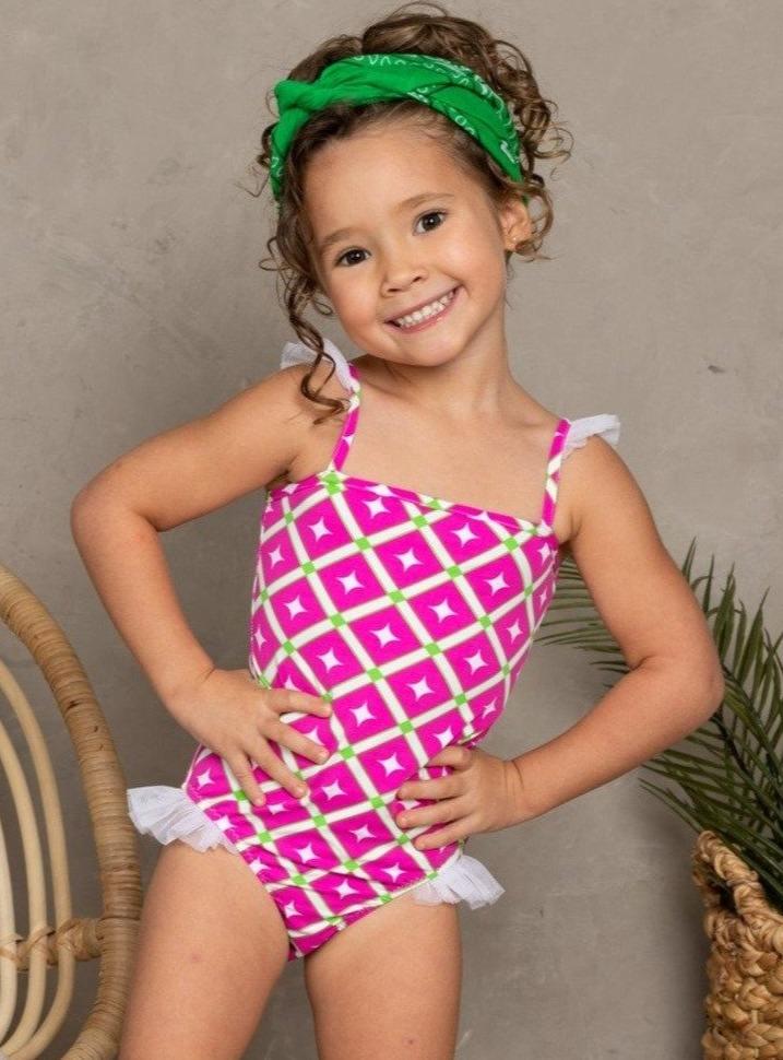 Kids Resort Wear Girls Flutter Sleeve Side Ruffle One Piece Swimsuit