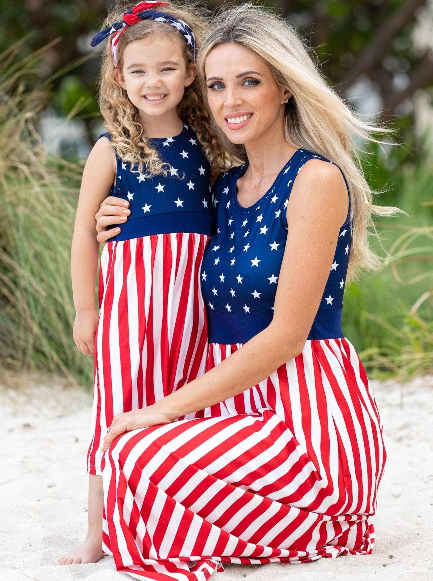 Mommy And Me US Flag Maxi Sundress | Mia Belle Girls 4th of July