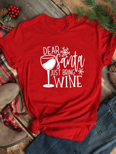 Women's Dear Santa Just Bring Wine Top - Mia Belle Girls