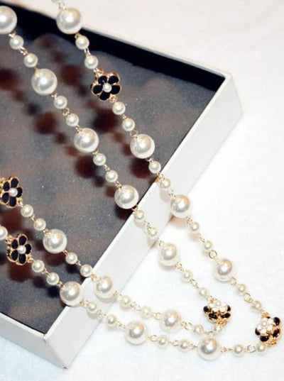 Classy Vintage Style Coco Chanel Layered Pearl Necklace - Womens Accessories
