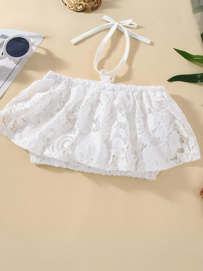 Mia Belle Girls Lace Top And Paperbag Short Set | Girls Spring Outfits