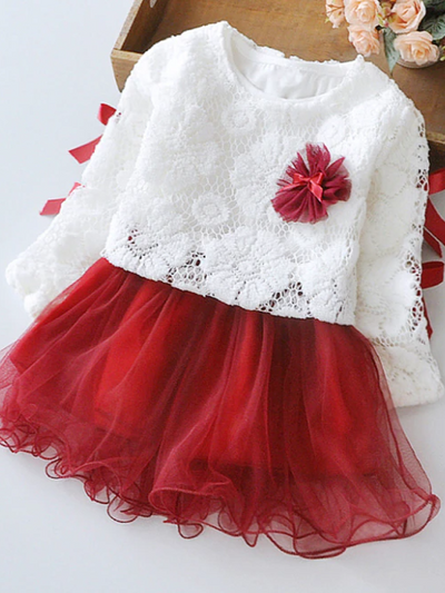 Baby Bundle of Joy Lace Top Tutu Skirt Dress - Red