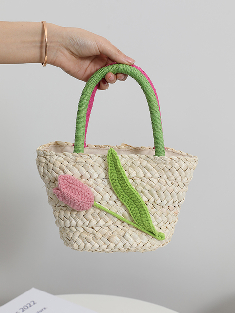 Bloom and Blossom Floral Woven Tote Bag