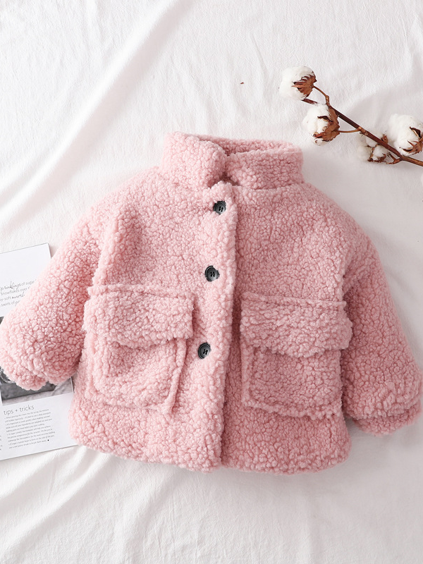 Big Teddy Vibes Plush Fleece Jacket, Pink / 18MON