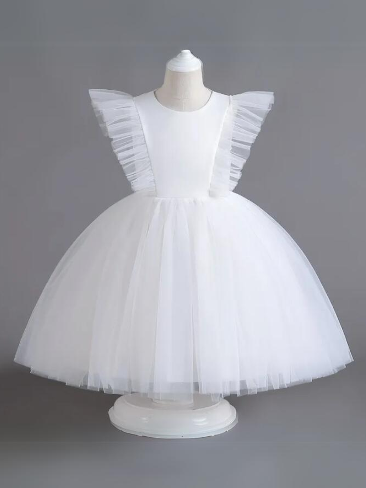 Mia Belle Girls Flutter Sleeve Tulle Dress | Girls Communion Dresses