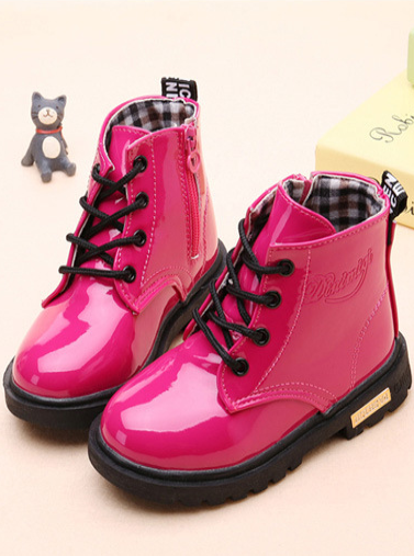 Mia Belle Girls Pink Patent Combat Boots | Shoes By Liv And Mia
