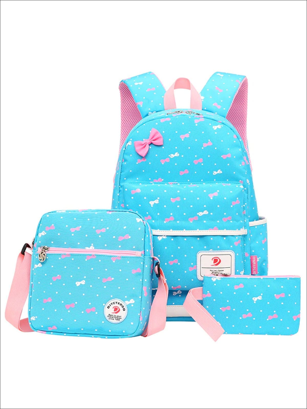 Girls School Waterproof Polka Dot 3pc Backpack Set - Mia Belle Girls