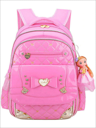 Girls Quilted Patent Synthetic Leather Backpack - Back To School Accessories - Mia Belle Girls