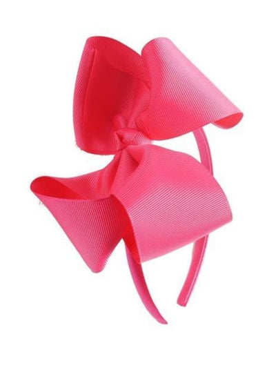 Girls Bow Headband ( 11 color options) - Shock pink / One - Hair Accessories