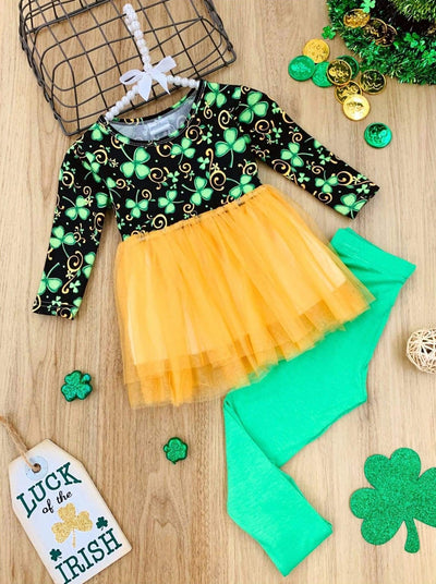 St. Patrick's Day Clothes | Girls Clover Tutu Tunic & Legging Set 
