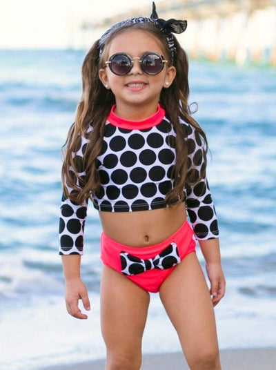 Little Girls Swimwear | Toddler Cropped Polka Dot Two Piece Swimsuit
