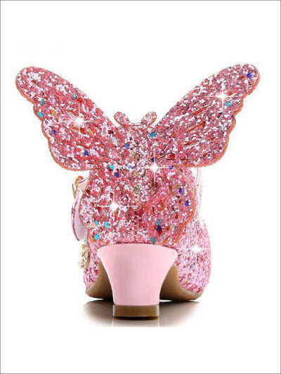 Glitter Butterfly Mary Jane Mini Heels By Liv and Mia