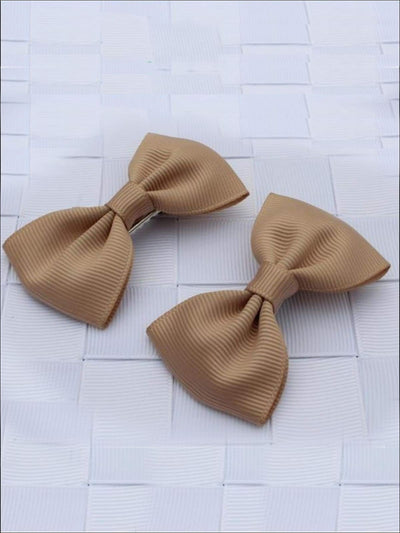 Girls Mini Bow Tie Hair Clips ( Multiple Color Options) - Brown - Hair Accessories