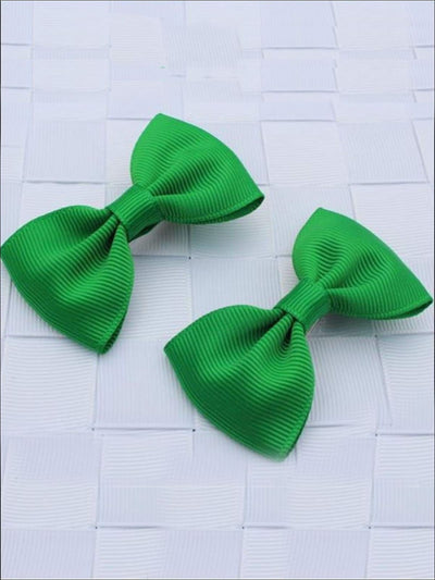 Girls Mini Bow Tie Hair Clips ( Multiple Color Options) - emerald - Hair Accessories