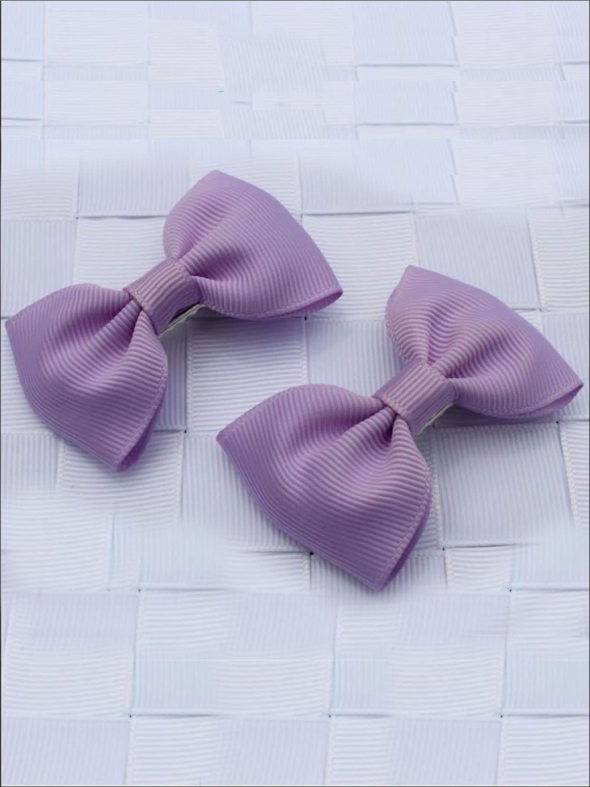 Girls Mini Bow Tie Hair Clips ( Multiple Color Options) - Purple - Hair Accessories