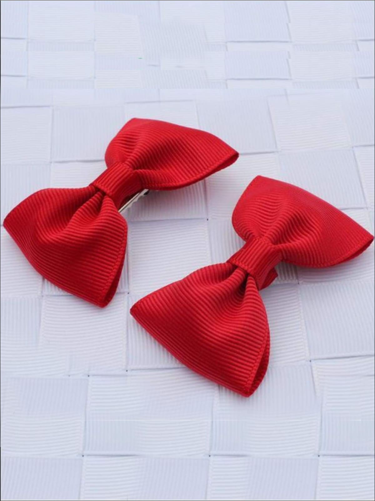 Girls Mini Bow Tie Hair Clips ( Multiple Color Options) - red - Hair Accessories