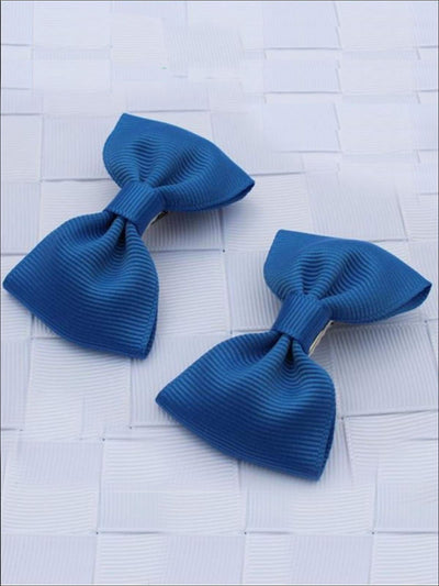 Girls Mini Bow Tie Hair Clips ( Multiple Color Options) - royal - Hair Accessories
