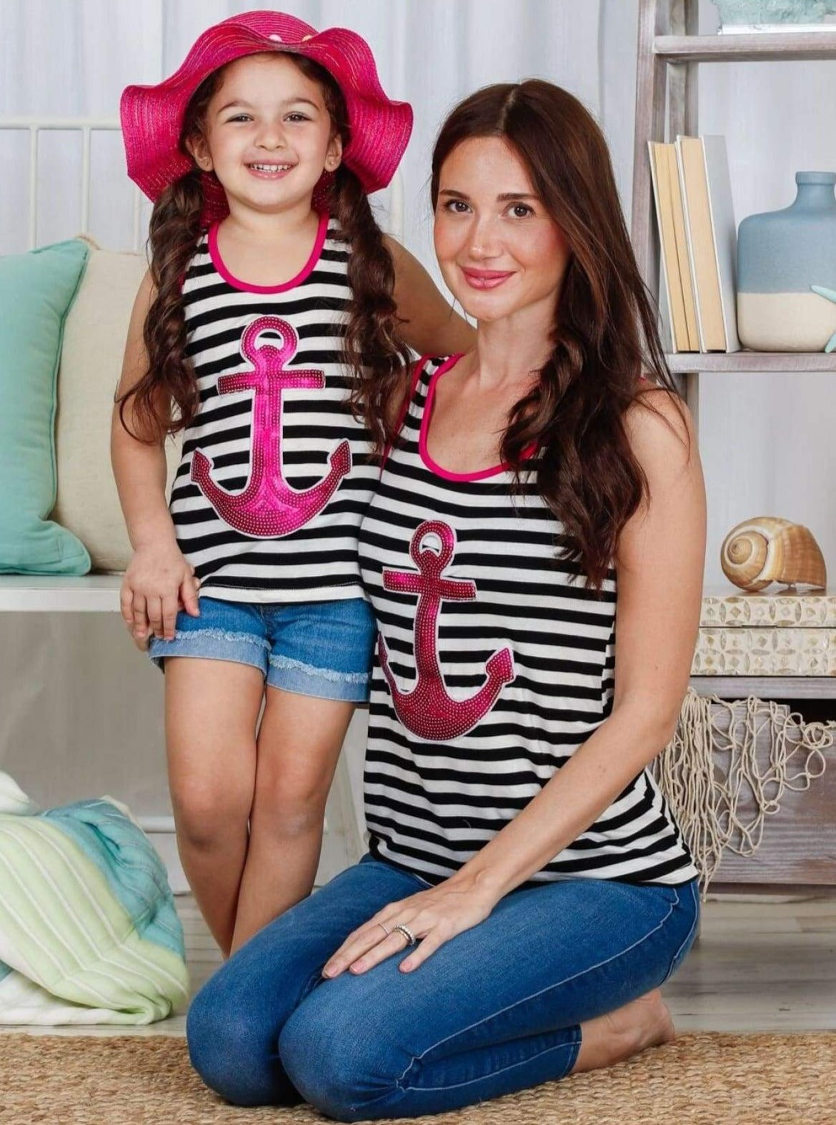 Mommy & Me | Matching Summer Tops | Striped Sequin Ancho Tank Top