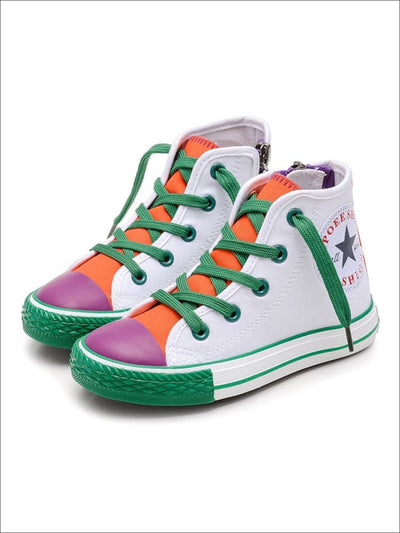 Back To School Shoes | Multicolor High Top Sneakers | Mia Belle Girls